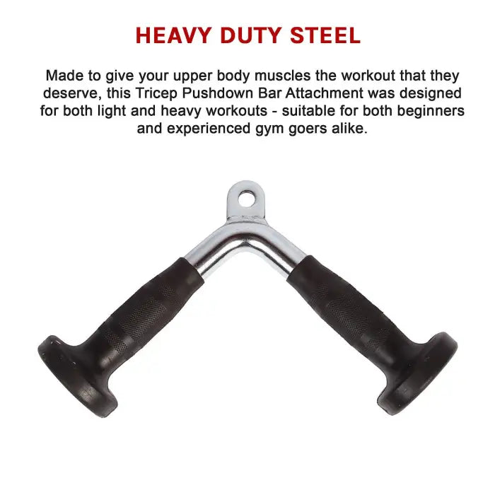 Solid Steel Rubber-Coated Tricep Pushdown Bar Attachment