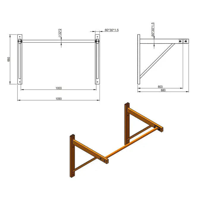 Randy & Travis Wall Mounted Pull Up Bar