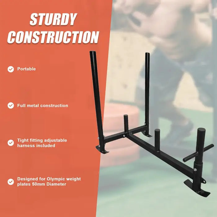 Portable Heavy Duty Gym Sled with Harness