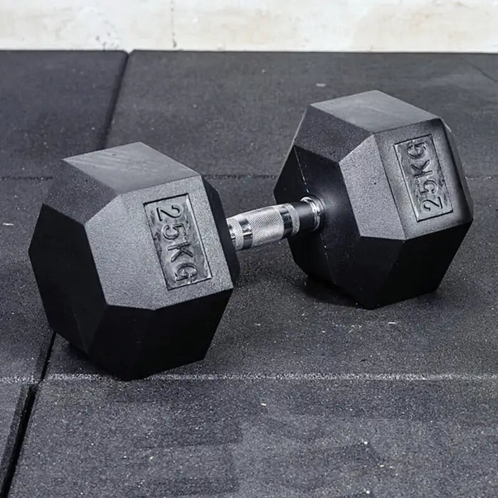 25kg Rubber Hex Fitness Dumbbell