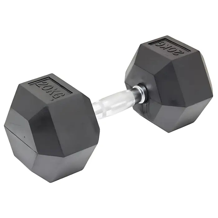 1 x 20kg Rubber Hex Dumbbell