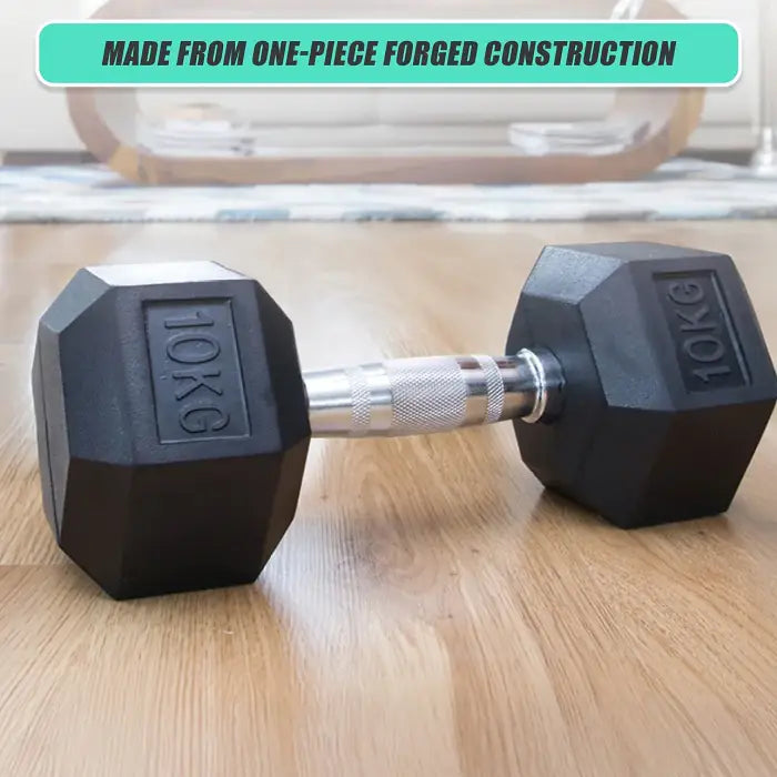 10kg Rubber Hex Dumbbell