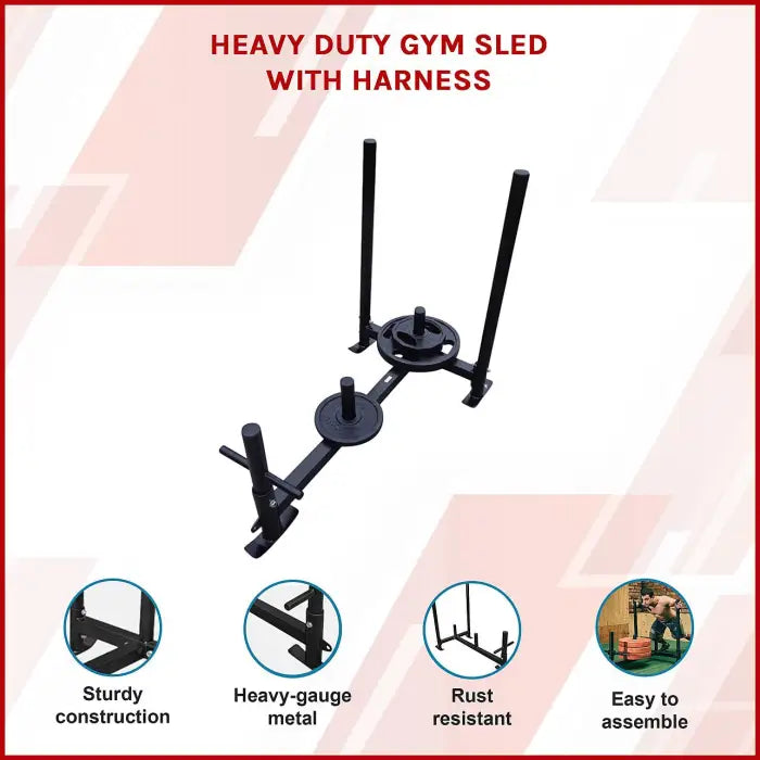 Portable Heavy Duty Gym Sled with Harness