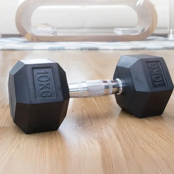 10kg Rubber Hex Dumbbell