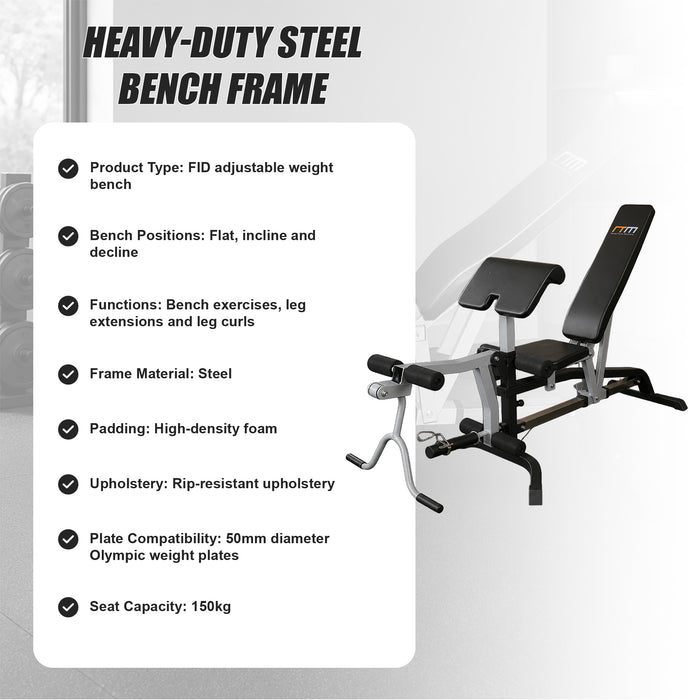 Fid Flat Incline Decline Bench Press w/ Leg Extension