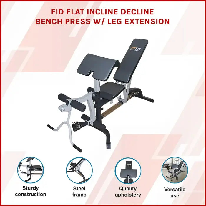 Bench Add Fid Flat Incline Decline Bench Press W/ Leg Extension — Fitness At Home