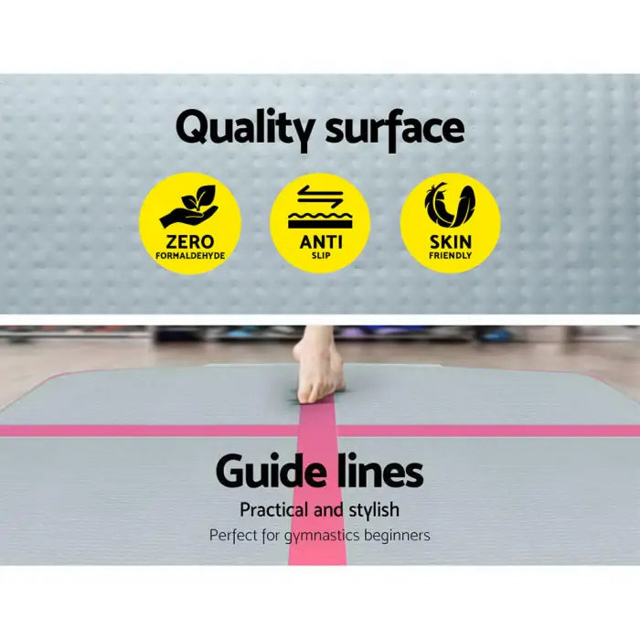 3m x 1m Inflatable Air Mat Track in Pink and Grey