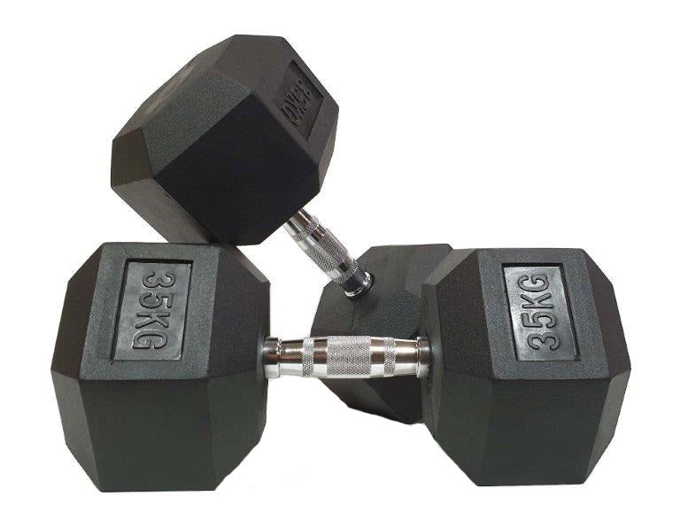 Morgan Rubber Hex Dumbbells- Pair (1 - 35kg)