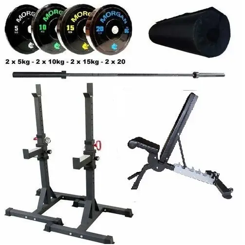 Morgan Sports Olympic Weight Bench Set, Squat, and Workout Pack