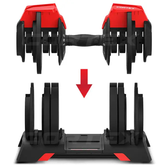 Cortex Revolock Adjustable Dumbbells with Barbell and Kettlebell Set Fitness At Home