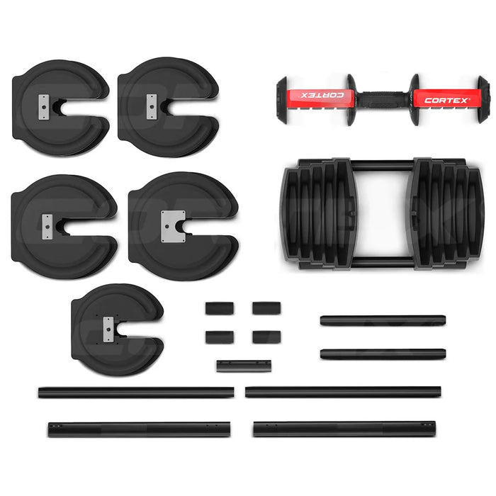Cortex Revolock V2 40kg Adjustable Dumbbell & Barbell All-in-One Set