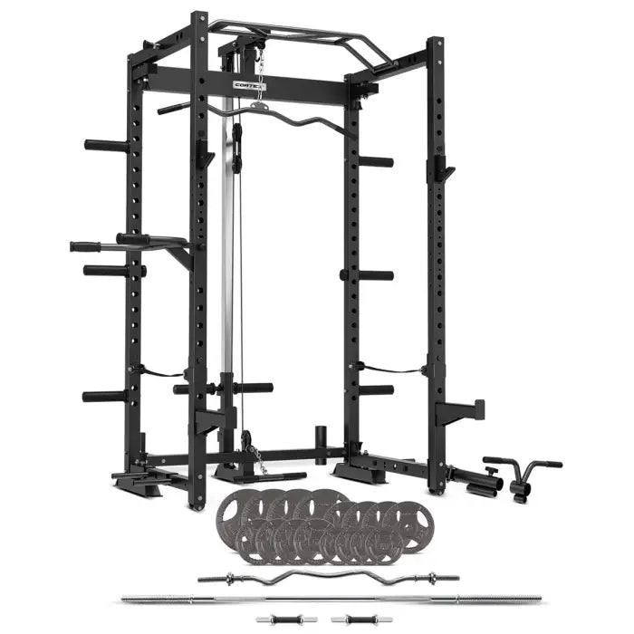 Cortex PR-4 Foldable Squat & Power Rack +  90kg Standard Tri-Grip Weight and Barbell Package