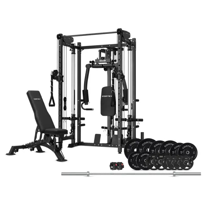 CORTEX PR-5 Folding Power Rack with 130kg Olympic Tri-Grip Weight, Bar and Bench Set