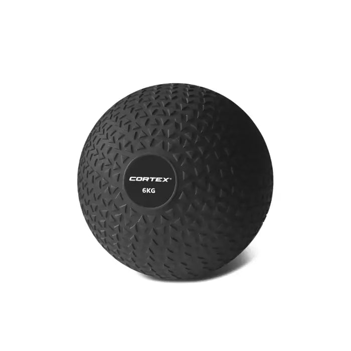 Black slamball with 'Cortex' branding and '6KG' marking on a white background