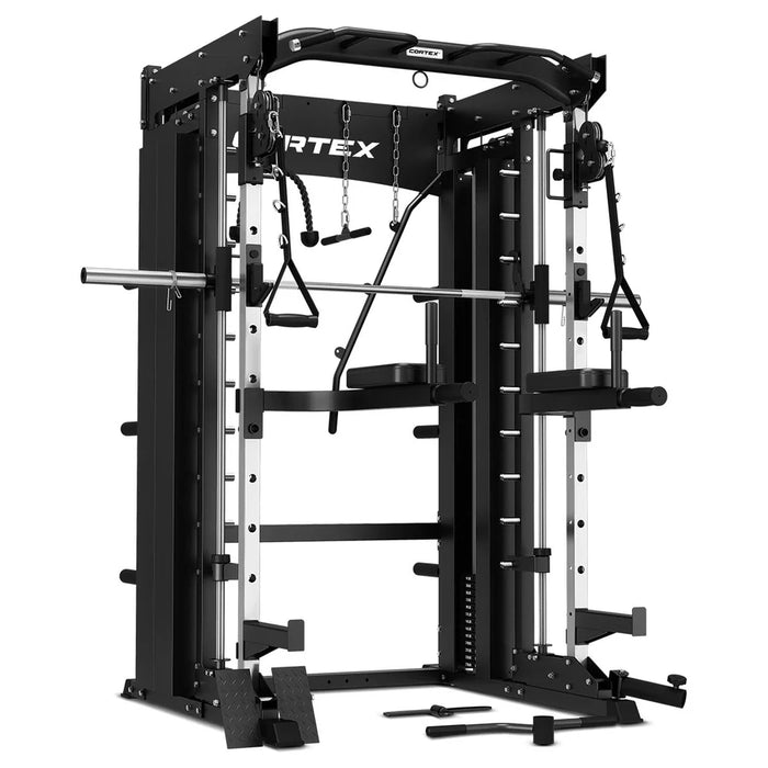 CORTEX SM-26 6-In-1 Power Rack with Smith & Cable Machine + BN-9 Bench + 100Kg Olympic Tri-Grip Weight Plate & Barbell Package