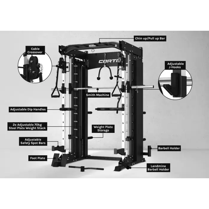 Cortex SM-26 Power Rack with Dual Stack Smith and Cable Machine