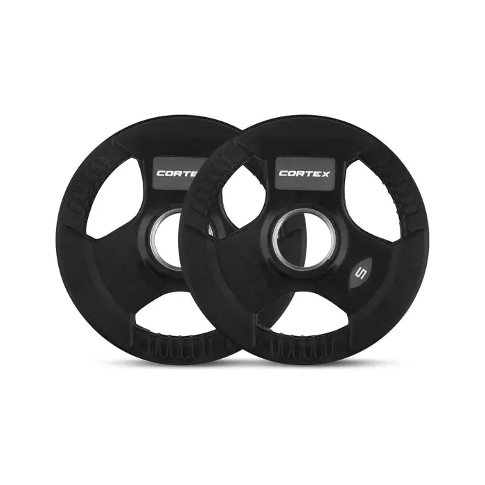 Cortex 90kg Tri-Grip Olympic Plate Set with Barbell