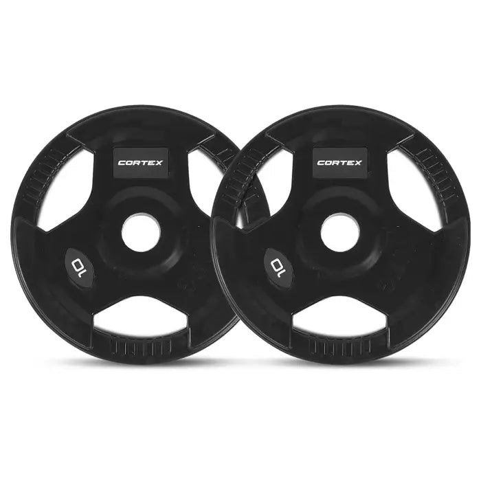 Cortex 90kg Tri-Grip Olympic Plate Set with Barbell