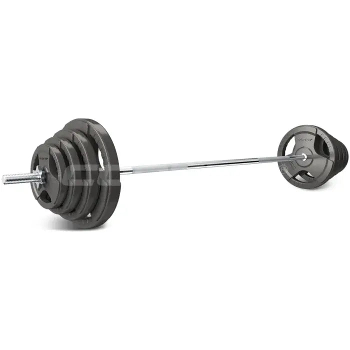 Lifespan Fitness 90kg Cast Iron Tri-Grip Weight Set with Weight Tree and Bar