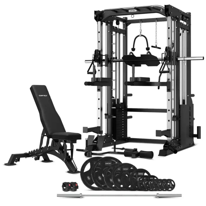 Cortex Sm-25 6-in-1 Power Rack with Smith and Cable Machine Bn9 Bench ...