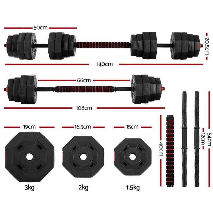 40kg 2-in-1 Dumbbell Barbell Set