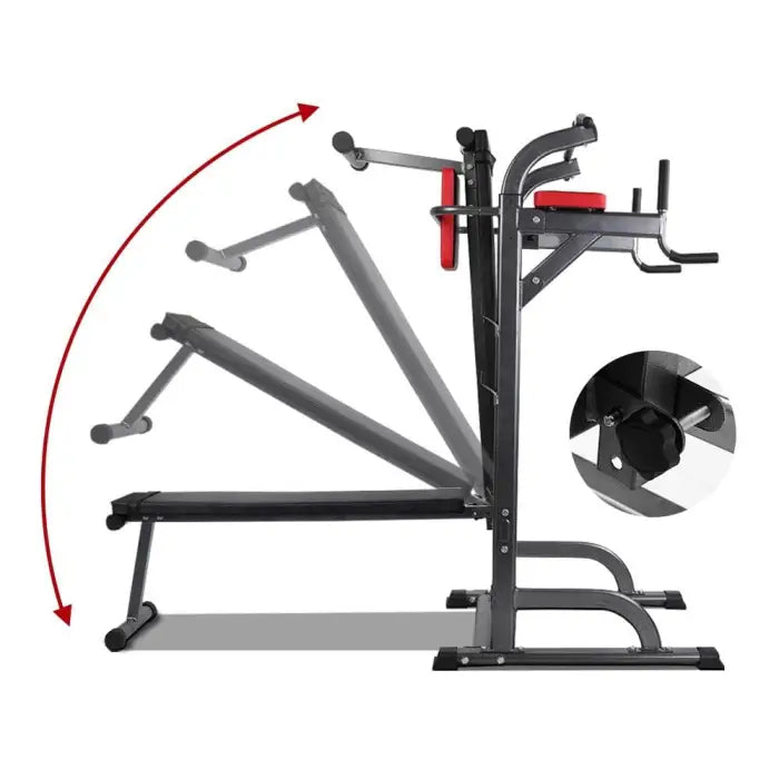 Everfit Multi Station Chin Up Flat With Bench Station Steel Frame