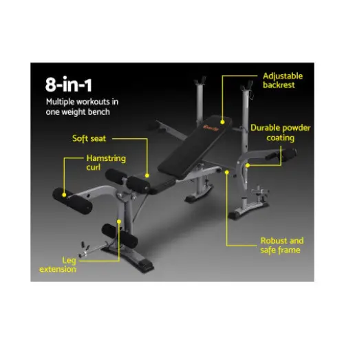 Everfit Weight Bench Adjustable Bench Press 8-In-1 Gym Equipment