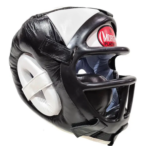 Morgan Sports Leather Head Guard with ABX Plastic Removable Grill
