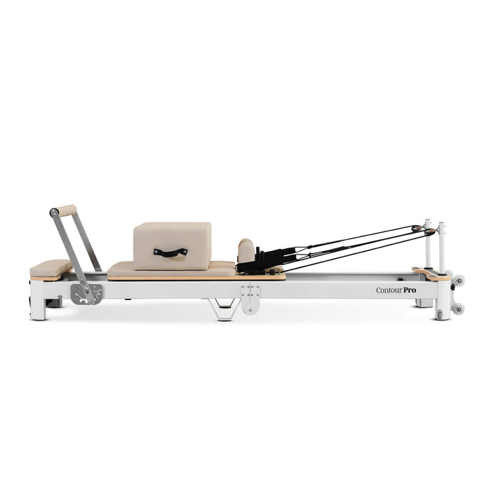 Lifespan Fitness Contour Pro Folding Aluminum Pilates Reformer Bed Set (Beige)