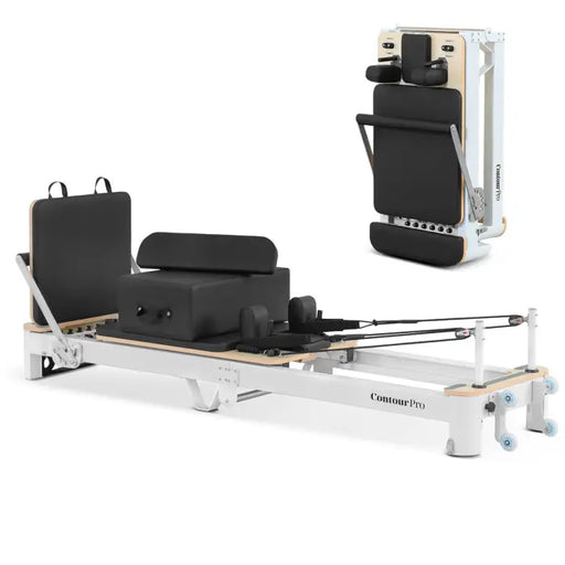 Lifespan Fitness Contour Pro Folding Aluminum Pilates Reformer Bed Set (Black)