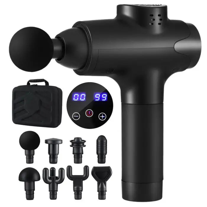 Everfit Massage Gun 30 Speed 8 Heads Vibration Muscle Massager Chargeable Black