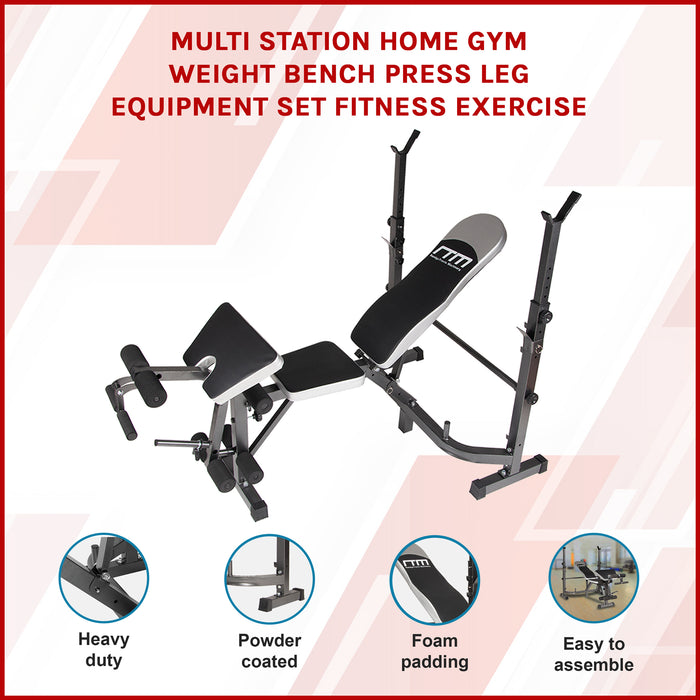 Multi Station Home Gym Weight Bench Press Leg Equipment Set
