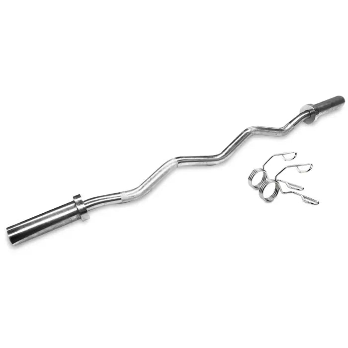 Chrome Olympic Curl Bar with Spring Collars