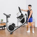 the rxb-100 recumbent bike with a man showing how easy to pick it up