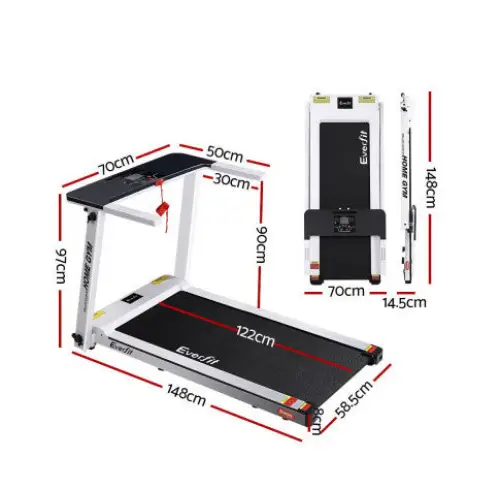 Everfit Treadmill Folding 12 Programs 120kg Max Weight in White