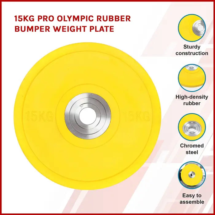 15kg PRO Fitness Olympic Rubber Bumper Weight Plate