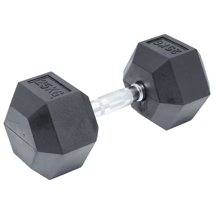 25kg Rubber Hex Fitness Dumbbell