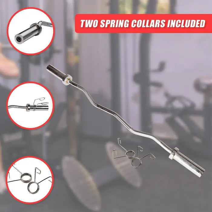 Chrome Olympic Curl Bar with Spring Collars