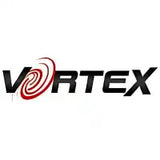 Black and red stylized ’VORTEX’ text logo with a spiral design element.