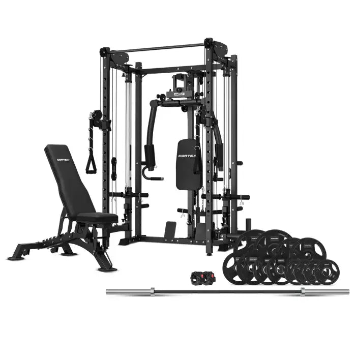 CORTEX PR-5 Folding Power Rack with 130kg Olympic Tri-Grip Weight, Bar and Bench Set