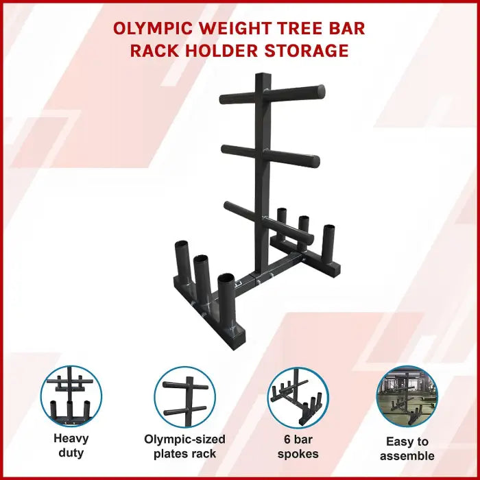 Heavy-duty Steel Olympic Weight Tree Bar Rack Holder Storage