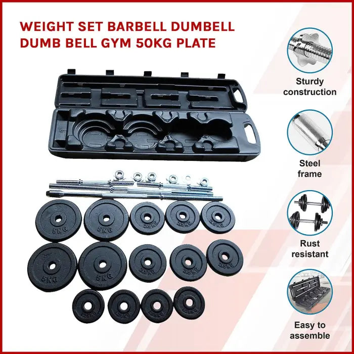 50kg Barbell and Dumbbell Set with Case