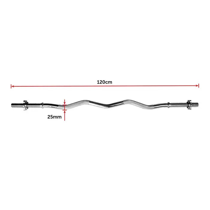 Solid Steel Curl Bar with Spinlock Collars