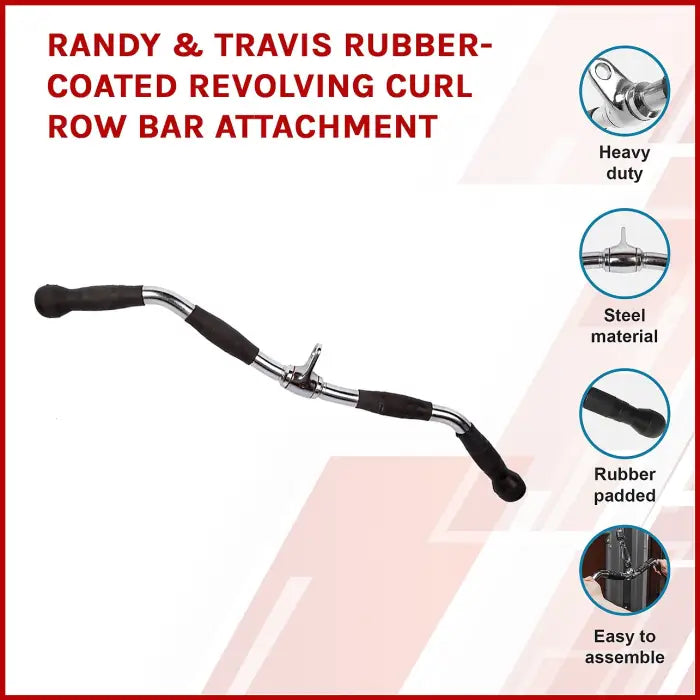 Randy & Travis Rubber-Coated Revolving Curl Row Bar