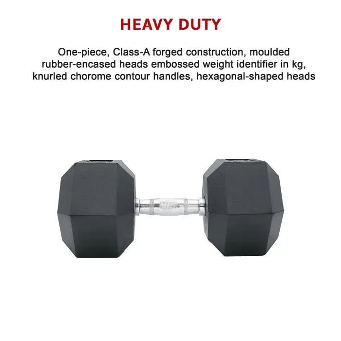 10kg Rubber Hex Dumbbell