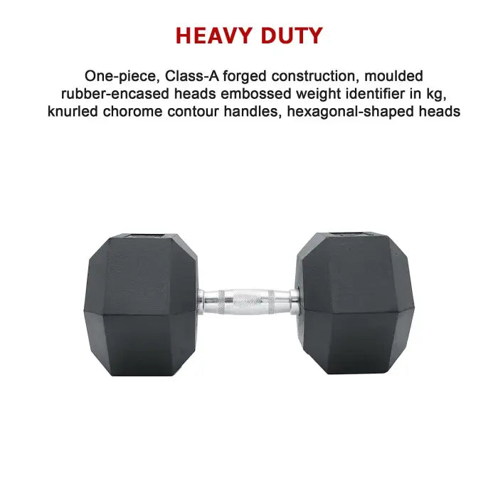 25kg Rubber Hex Fitness Dumbbell