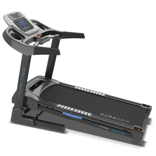 Apex Treadmill with a slight incline with a white background