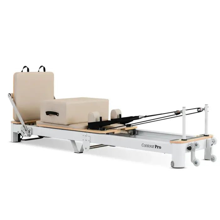 Lifespan Fitness Contour Pro Folding Aluminum Pilates Reformer Bed Set (Beige)