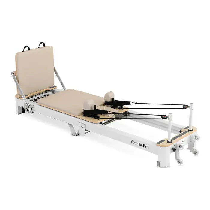 Lifespan Fitness Contour Pro Folding Aluminum Pilates Reformer Bed Set (Beige)