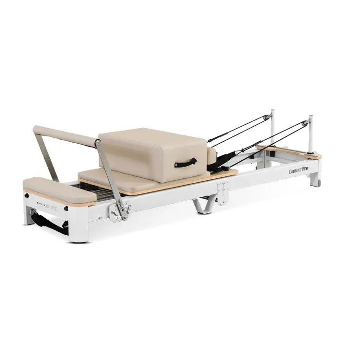 Lifespan Fitness Contour Pro Folding Aluminum Pilates Reformer Bed Set (Beige)